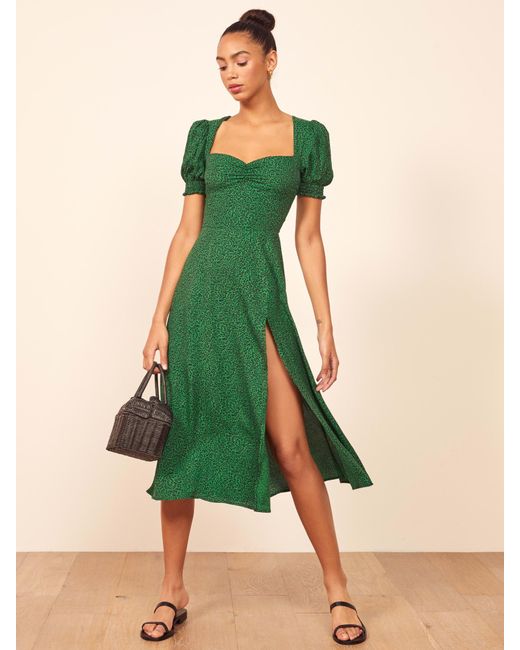 Reformation Green Lacey Dress