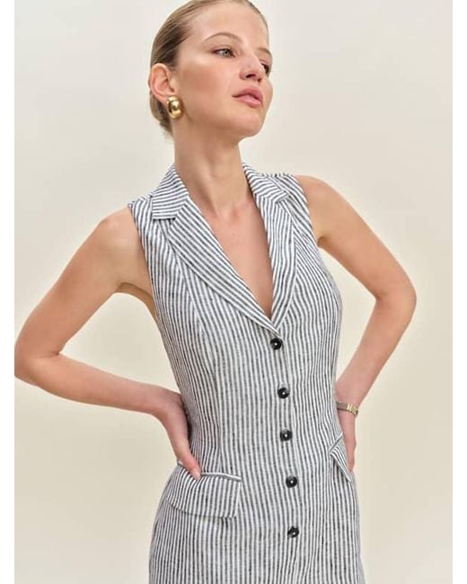 Reformation White Leila Linen Romper