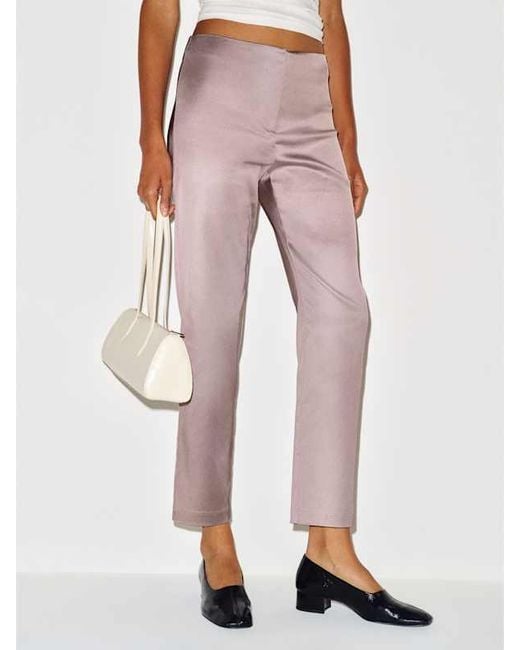 Reformation White Hadley Mid Rise Satin Pant