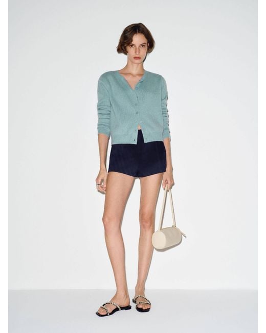 Reformation Gray Clara Cashmere Crew Cardigan