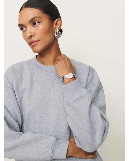 Reformation Gray Drew Vintage Oversized Crewneck Sweatshirt