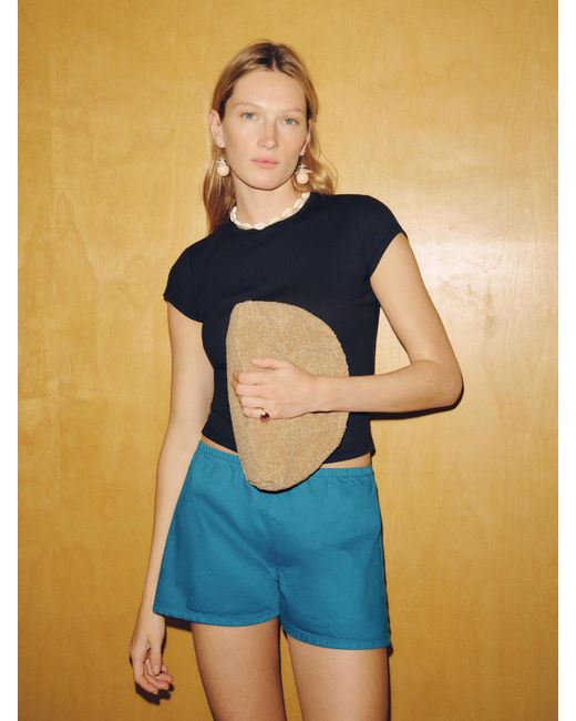 Reformation Blue Molly Maude Clutch Raffia