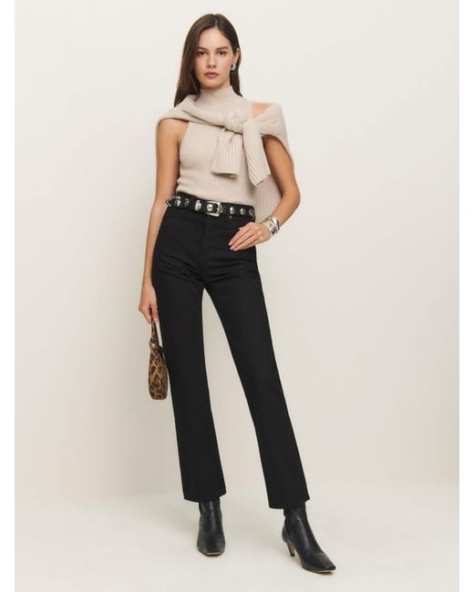 Reformation Black Cynthia High Rise Straight Jeans Denim