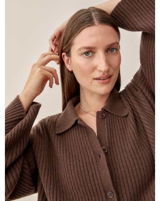 Reformation Brown Fantino Cashmere Collared Cardigan