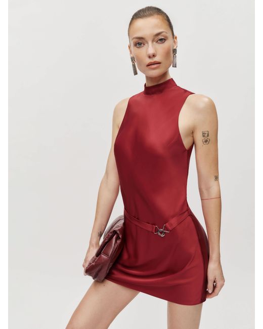 Reformation Red Rubia Satin Dress 8