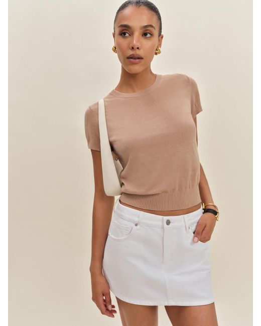 Reformation Natural Hazel Low Rise Denim Mini Skirt