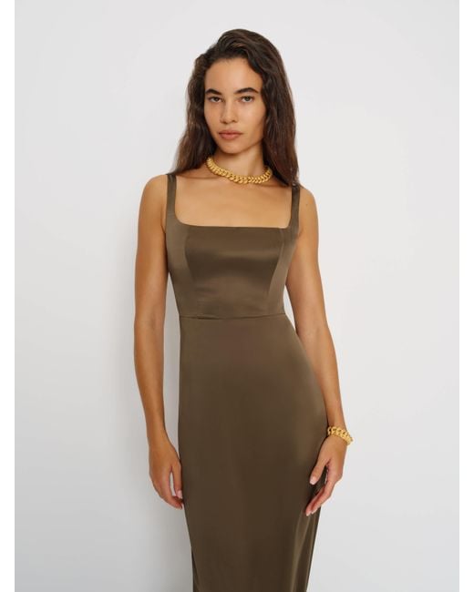 Reformation Women's Brown Ambre Silk Dress 0