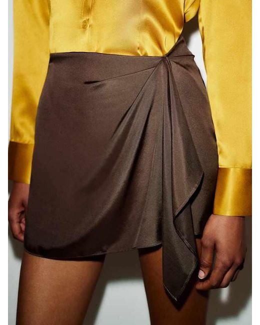 Reformation Brown Milla Silk Skirt 0