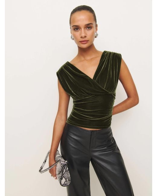 Reformation Green Amelia Knit Top