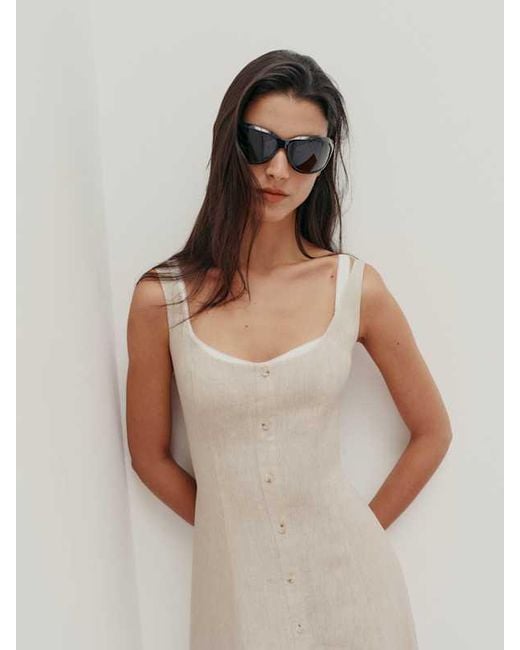 Reformation Natural Fraise Linen Dress 0