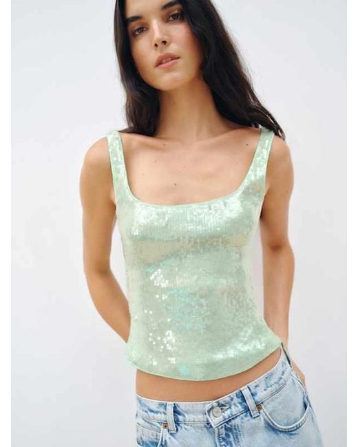 Reformation White Carla Knit Top