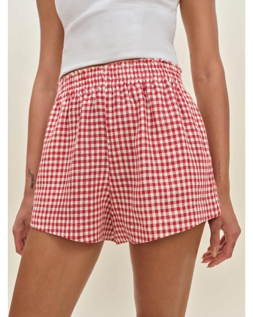 Reformation Red Mila Linen Short
