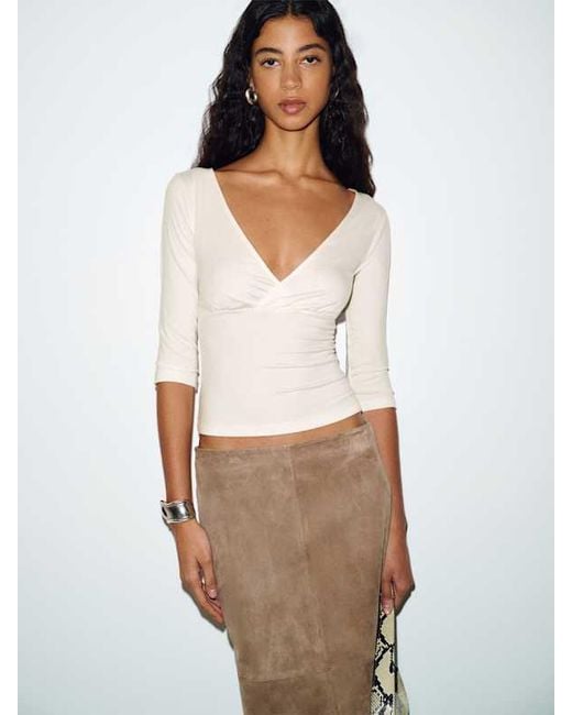 Reformation White Aylani Knit Top