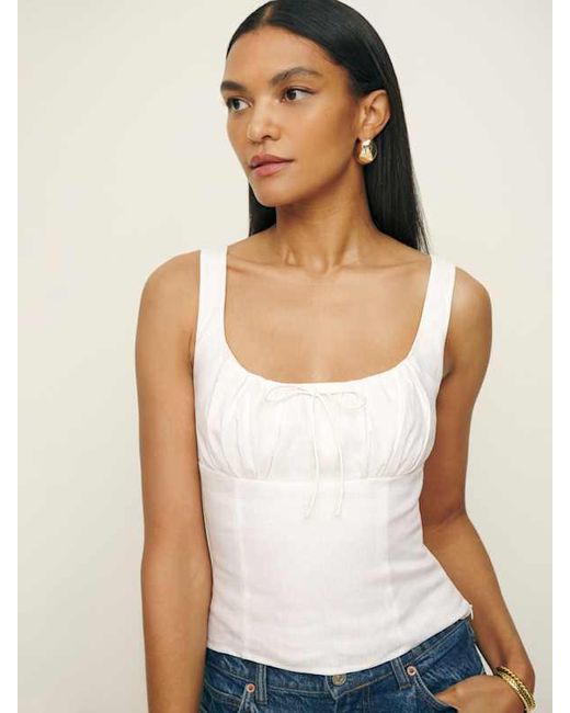 Reformation White Balia Linen Top 8