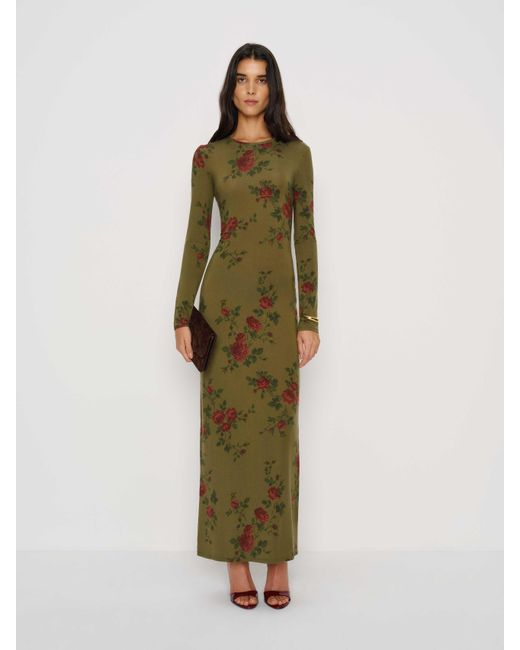 Reformation Tommie Knit Dress in Green | Lyst