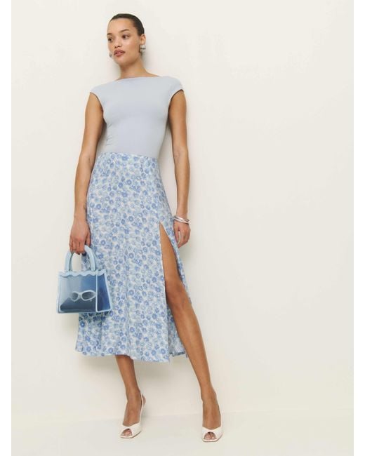 Reformation Blue Zoe Skirt