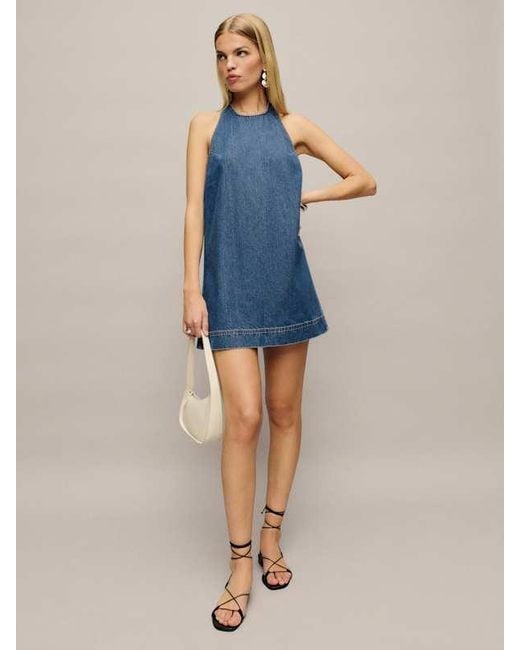 Reformation Blue Avielle Mini Dress
