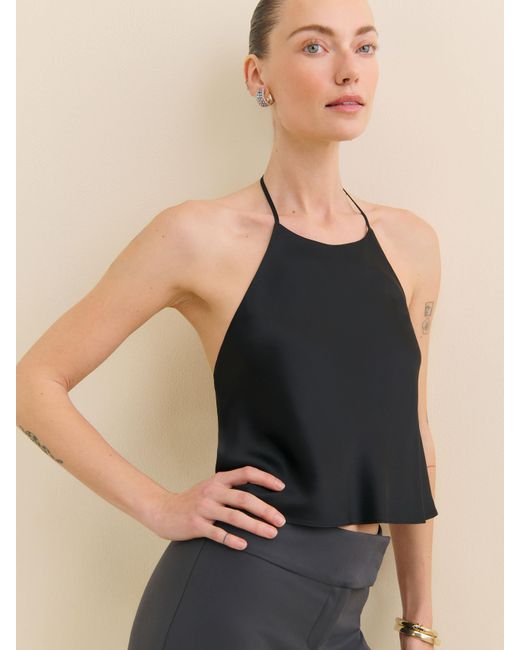 Reformation Black Jeany Silk Top