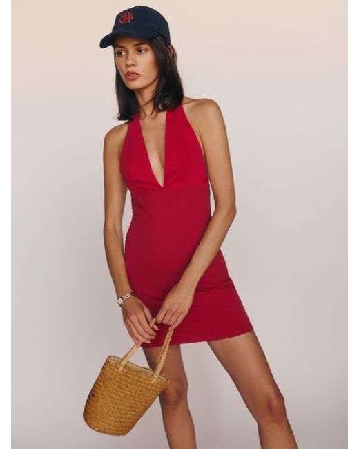 Reformation Red Baker Knit Dress