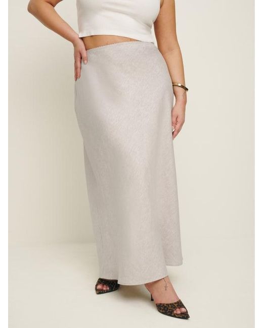 Reformation Natural Layla Linen Skirt Es