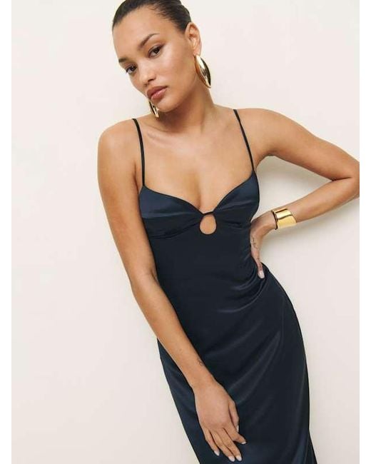 Reformation Blue Sathia Satin Dress 8