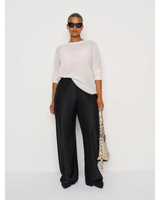 Reformation Natural Gale Satin Mid Rise Bias Pant Es