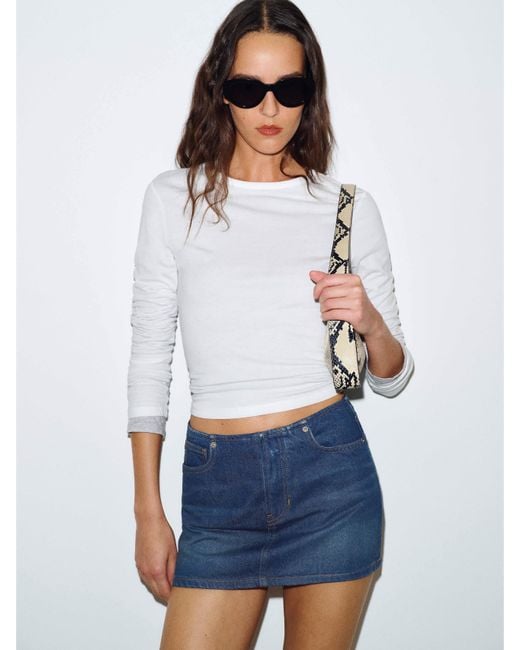 Reformation Blue Rylee Low Rise Denim Mini Skirt