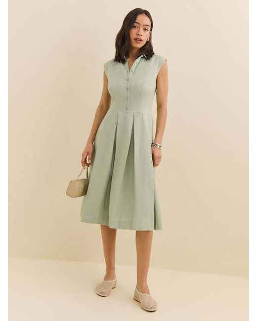 Reformation Green Prim Linen Dress