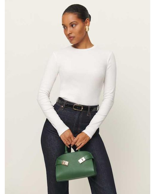 Reformation White Davy Long Sleeve Crewneck T-Shirt