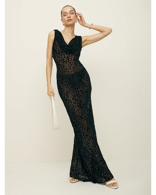 Reformation Black Cavallo Dress Burnout Velvet 8