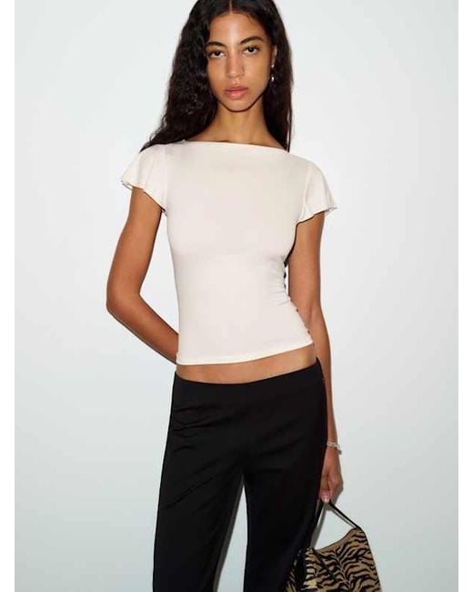 Reformation White Jensen Knit Top