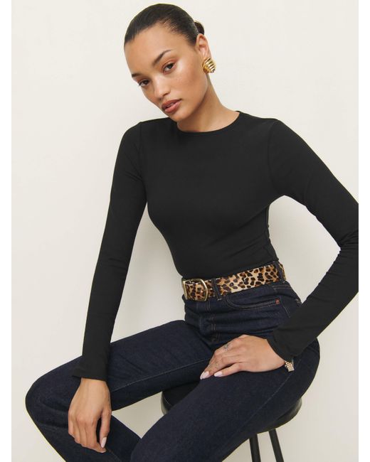 Reformation Black Emma Knit Bodysuit