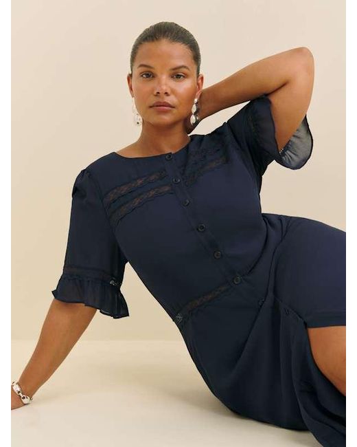 Reformation Blue Woodson Dress Es 14