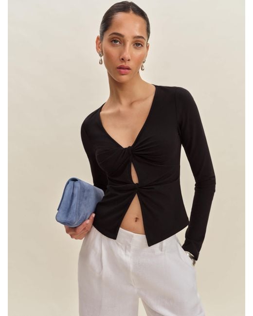Reformation Black Silas Knit Top