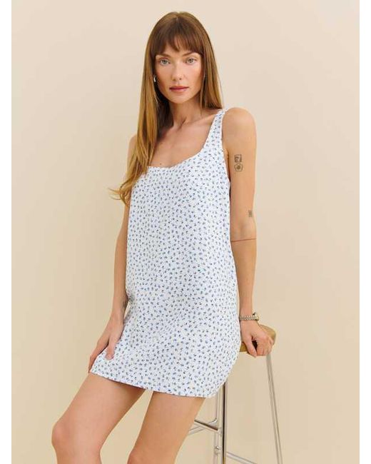 Reformation Blue Hamley Linen Dress 2
