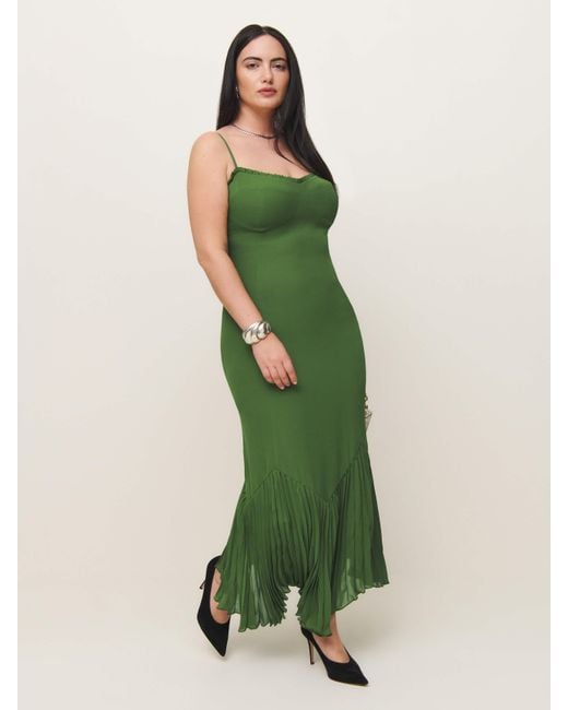 Reformation Green Aiko Dress Es