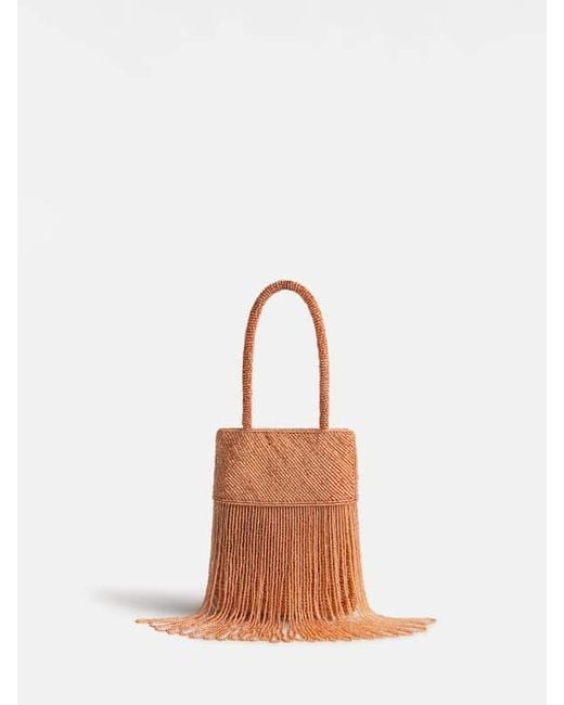 Reformation Orange Valentina Mini Beaded Bag