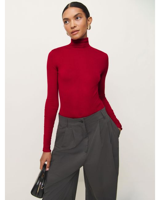 Reformation Red Faith Regenerative Merino Fitted Turtleneck