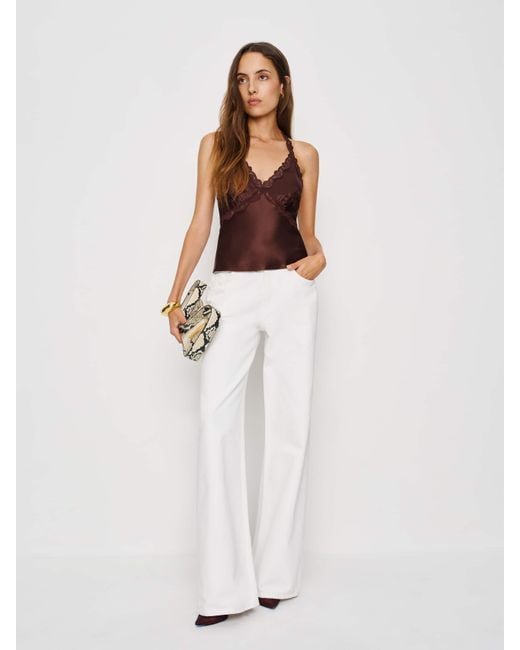 Reformation White Monica Silk Top