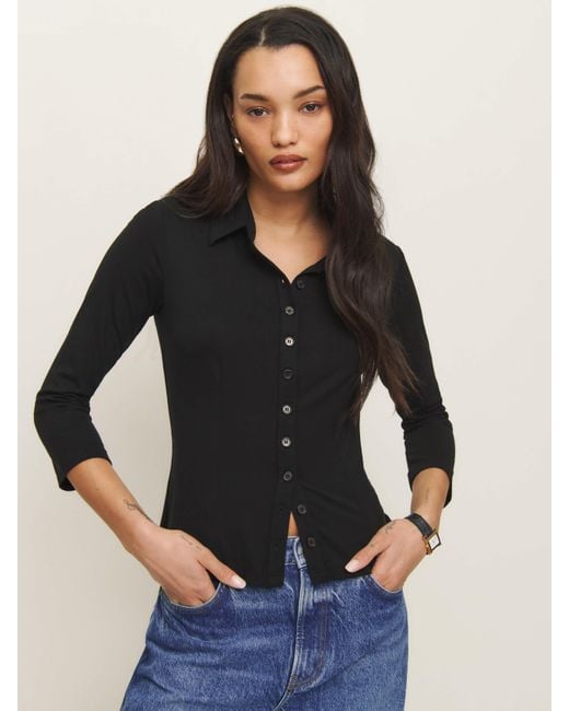 Reformation Margaret Knit Top in Black | Lyst