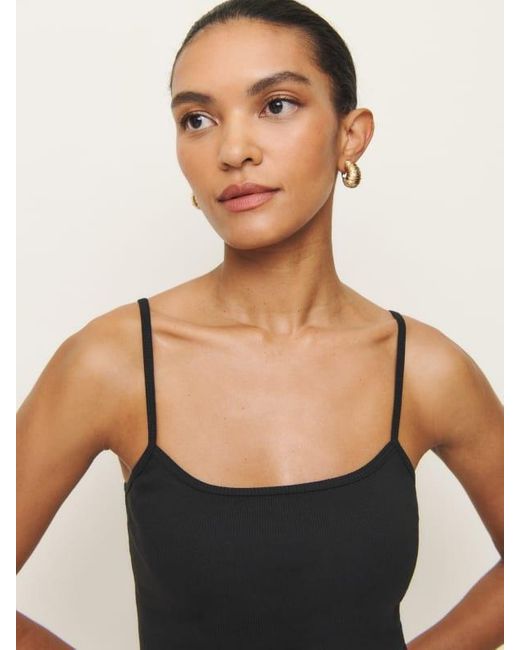 Reformation Black Sleeveless Straight Neckline Tank