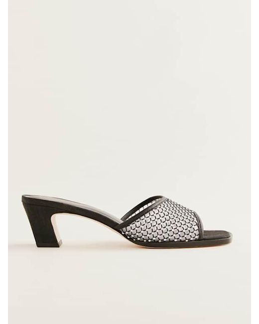 Reformation Gray Scout Heeled Sandal Rhinestone Mesh 6