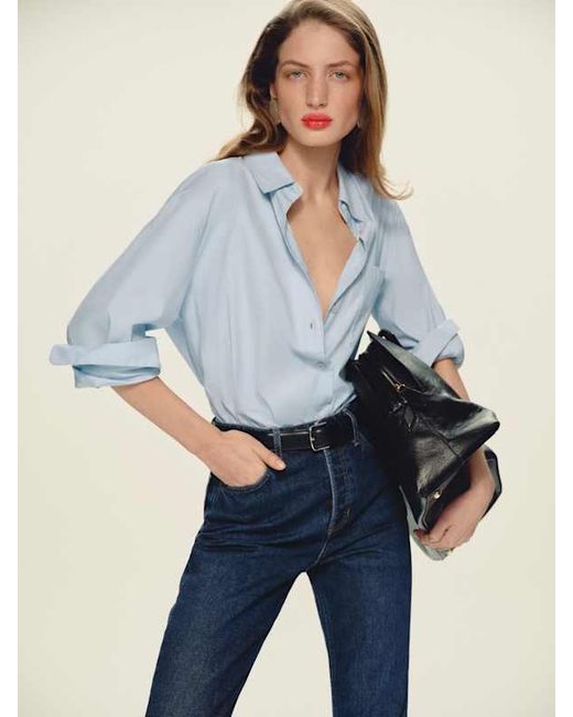 Reformation Blue Eli Oversized Shirt