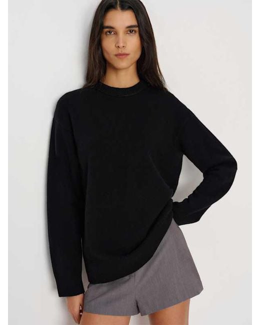 Reformation Black Fabian Crew Sweater