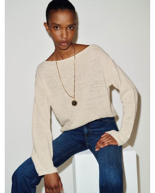 Reformation Blue Marine Linen Cotton Sweater