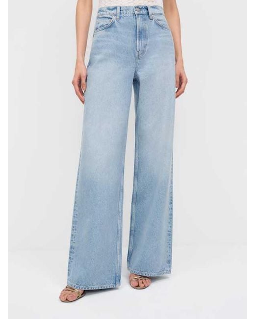 Reformation Blue Cary High Rise Slouchy Wide Leg Jeans Denim