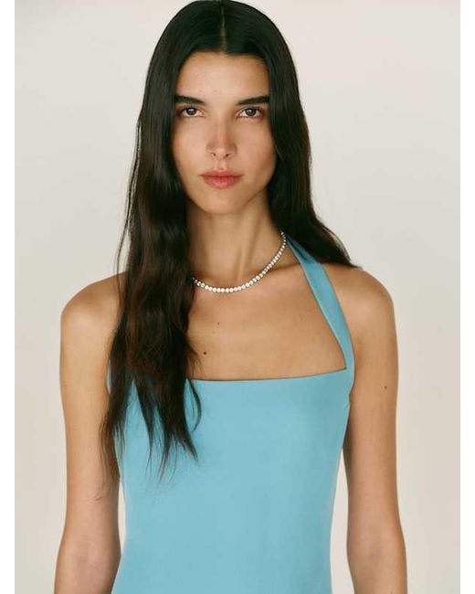 Reformation Blue Alli Silk Dress 0