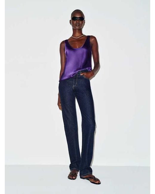 Reformation Blue Veya Silk Top