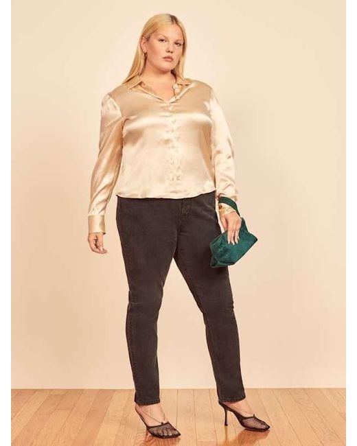 Reformation Natural Sky Relaxed Silk Top Es