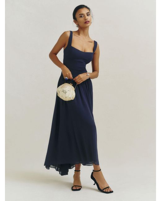 reformation navy blue dress Rent Reformation Navy Dress UK 8